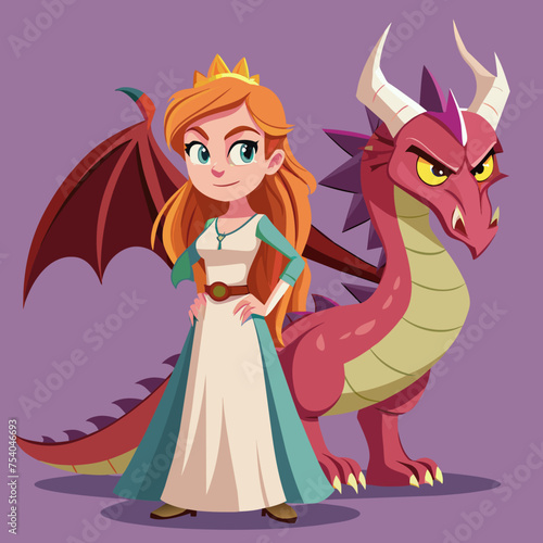 Dragonhearted Rebel She's Not Your Average Princess  Illustrate a rebellious girl standing defiantly alongside her dragon ally, challenging norms with her attitude