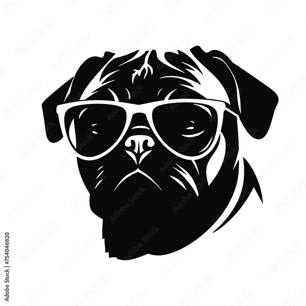 cool pug wearing sunglasses vector illustration cool pug wearing sunglasses vector illustration