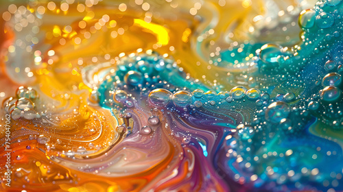 Abstract colorful creative macro oil and water background, generative ai