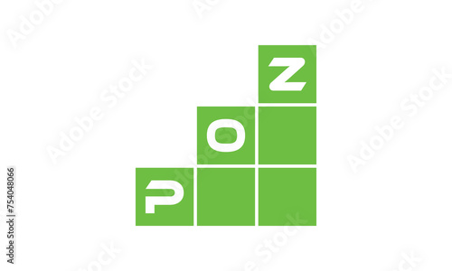 POZ initial letter financial logo design vector template. economics, growth, meter, range, profit, loan, graph, finance, benefits, economic, increase, arrow up, grade, grew up, topper, company, scale photo