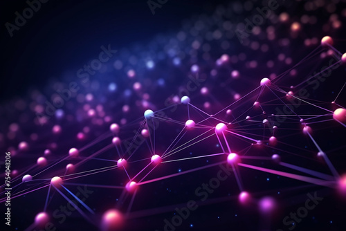 abstract 3d connected dots and lines  network connection structure  science and technology background  neon