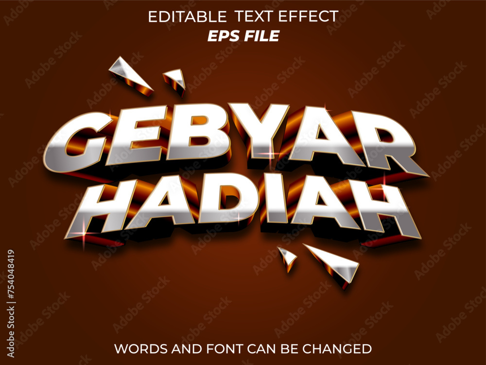 gebyar hadiah text effect, font editable, typography, 3d text. vector template