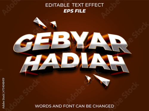 gebyar hadiah text effect, font editable, typography, 3d text. vector template photo