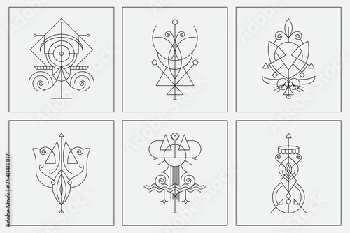 vector decorative abstract line art symbols