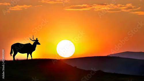 Sunset  desert  sun  sky  landscape  deer  orange sunset in the mountains  sunset in dessert  background  wallpaper