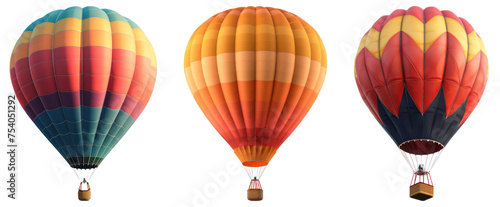 set of three hot air balloon on transparent background photo