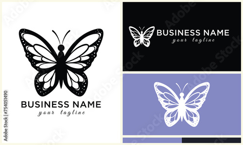 hand drawn butterfly logo template