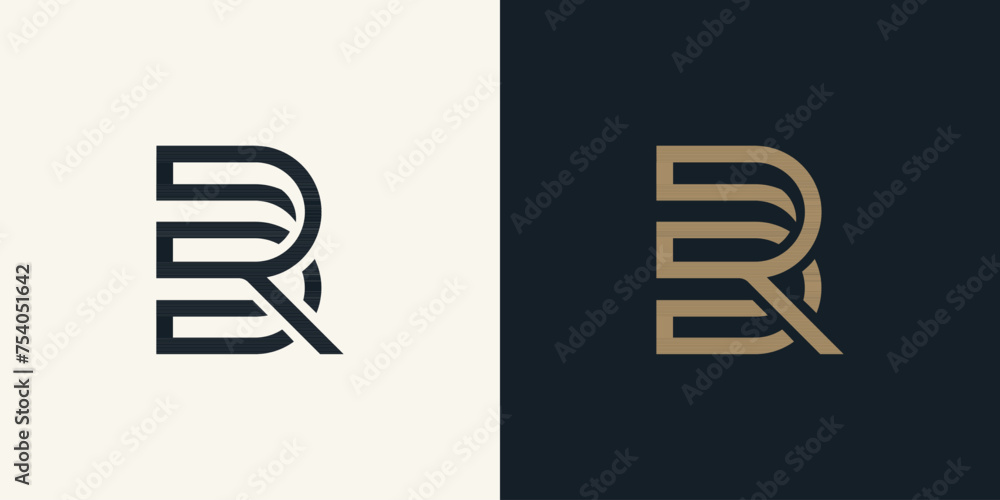 Monogram connected alphabet letter BR, RB logo design - obrazy, fototapety, plakaty 