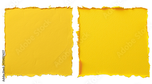 abstract and empty yellow torn paper edge in pack of two