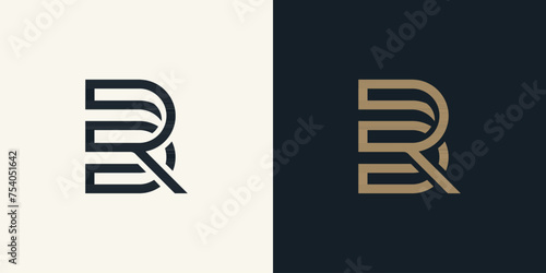 Monogram connected alphabet letter BR, RB logo design