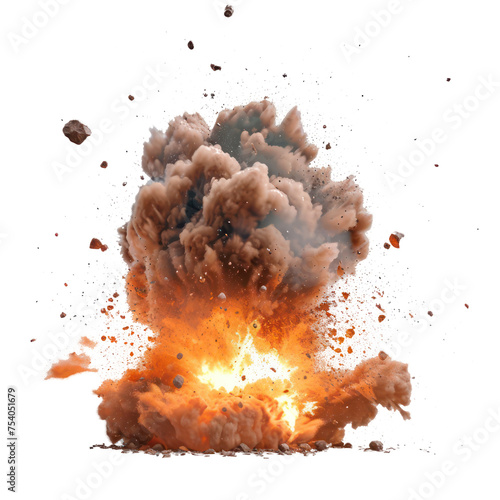 realistic nuclear bomb explosion on transparent background