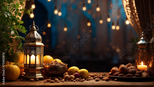 generative ai beautiful arabic vintage lantern illuminates its light celebration of islamic eid mubarak, eid al adha, and ramadan