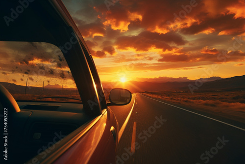 driving into the sunset