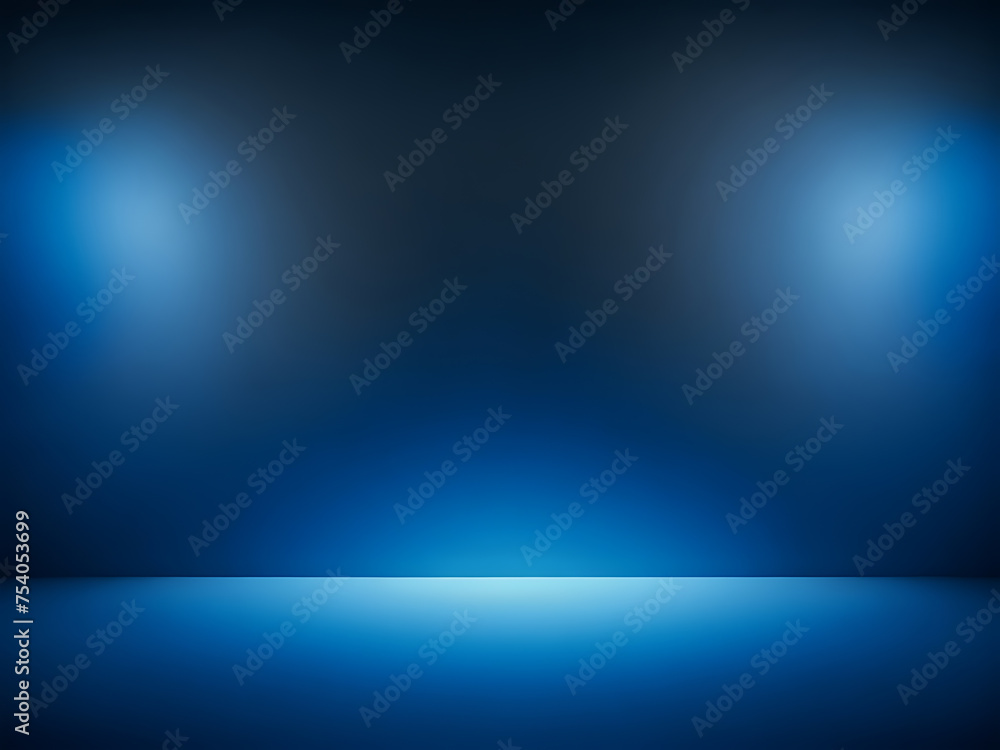 gradient blue background. smooth dark blue with black vignette studio banner - obrazy, fototapety, plakaty 