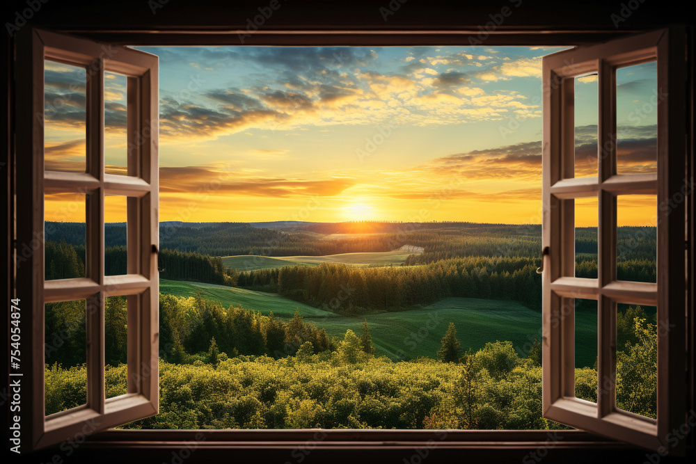 sunset view from the window, beautiful view, from the window sunset view from the window, beautiful view, from the window