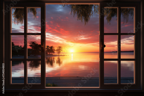 sunset view from the window, beautiful view, from the window © Salawati