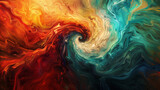 Vibrant swirls of color representing the interconnectedness of nature's elements – earth, water, fire, and air 