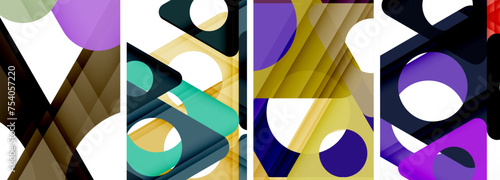 Abstract background set featuring captivating triangles. Harmonious blend of geometry and style, these designs bring modern flair