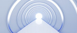 Futuristic Tranquil white tunnel highway 3D background in light white calm indigo style created with Generative AI Technology