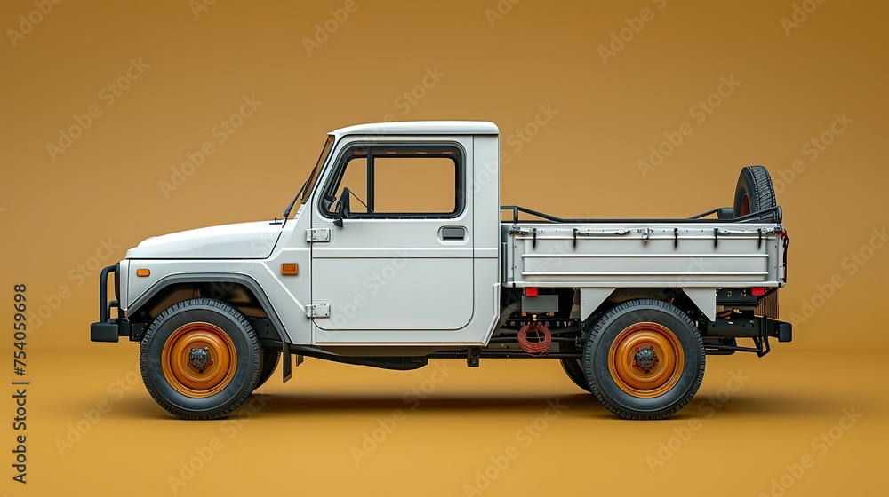 Fototapeta premium Side view mockup of a small truck