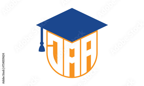 DAA initial letter academic logo design vector template. school college logo, university logo, graduation cap logo, institute logo, educational logo, library logo, teaching logo, book shop, varsity	