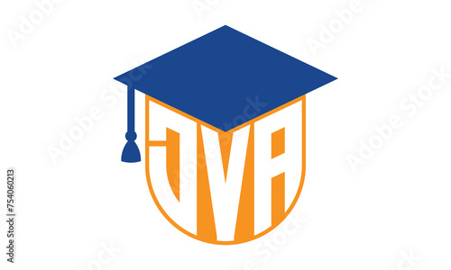 DVA initial letter academic logo design vector template. school college logo, university logo, graduation cap logo, institute logo, educational logo, library logo, teaching logo, book shop, varsity	