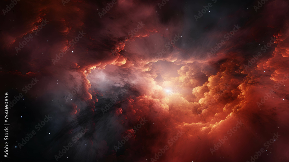 Fototapeta premium RED NEBULA BACKGROUND WALLPAPER.