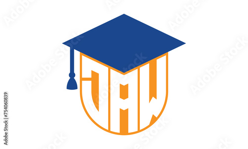 DAW initial letter academic logo design vector template. school college logo, university logo, graduation cap logo, institute logo, educational logo, library logo, teaching logo, book shop, varsity	