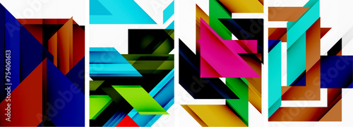 Triangle poster abstract background set for wallpaper, business card, cover, poster, banner, brochure, header, website