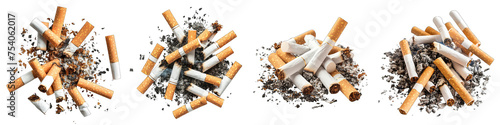 Extinguished cigarette butts Hyperrealistic Highly Detailed Isolated On Transparent Background Png File