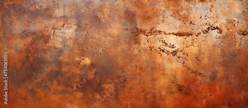 A close-up view of a weathered and aged metal surface, showcasing a rusty texture with a brown patina finish. The surface appears worn and weather-beaten, adding a sense of character and depth.