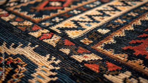 A woven pattern on a traditional Navajo rug infused with symbols and stories meant to guide and protect those who walk upon it. photo