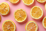 Lemons on pink background 