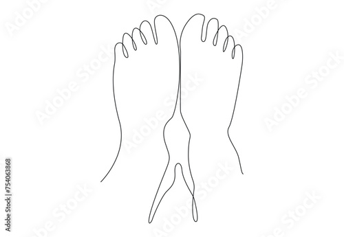 Continuous one line drawing of feet. Editable stroke vector illustration.