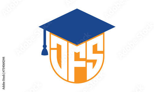 DFS initial letter academic logo design vector template. school college logo, university logo, graduation cap logo, institute logo, educational logo, library logo, teaching logo, book shop, varsity	 photo