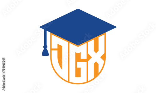 DGX initial letter academic logo design vector template. school college logo, university logo, graduation cap logo, institute logo, educational logo, library logo, teaching logo, book shop, varsity	 photo