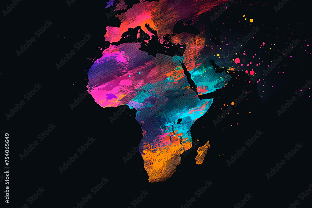 Fototapeta premium Watercolor illustration of Africa map on white background. Concept of droughts in Africa