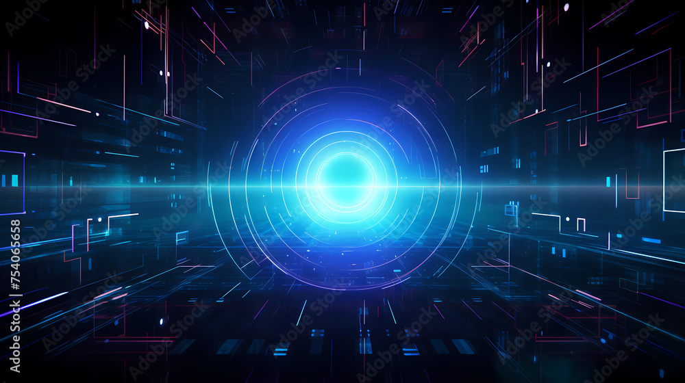 Futuristic blue technology interface with lighting effects Futuristic blue technology interface with lighting effects