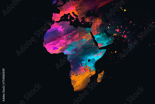 Watercolor illustration of Africa map on white background. Concept of droughts in Africa
