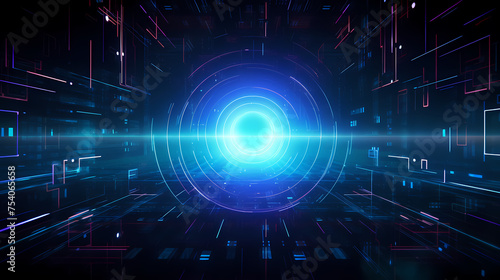 Futuristic blue technology interface with lighting effects