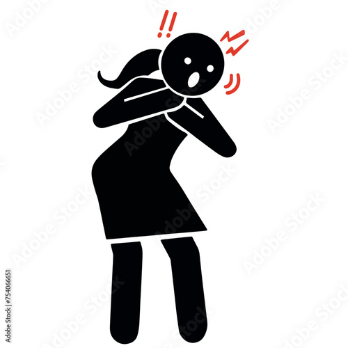 Icon woman chokes vector illustration