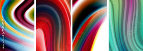 Rainbow color liquid. Wave lines poster set for wallpaper  business card  cover  poster  banner  brochure  header  website