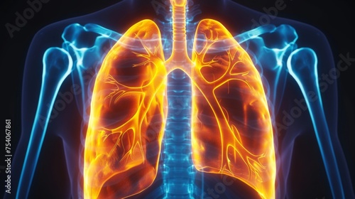 Radiology Image of Human Lungs and Trachea