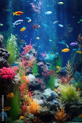 Wonderful and beautiful underwater world with corals and tropical fish. © Natalia