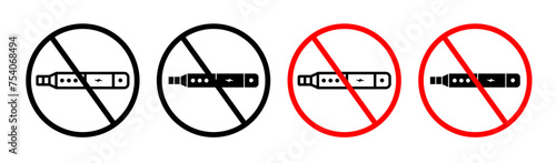 No Vaping Line Icon. Smoke-Free Zone icon in outline and solid flat style. photo