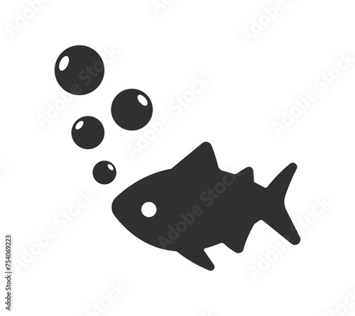 Fish with air bubble black icon vector illustration