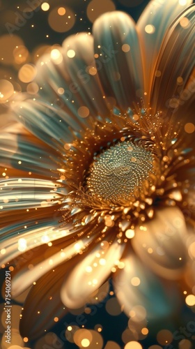 Gilded Daisy  Petals dusted with golden particles  a shimmering dream in the garden.