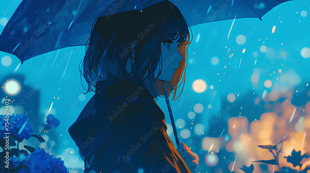 Obraz premium beautiful anime woman carrying an umbrella