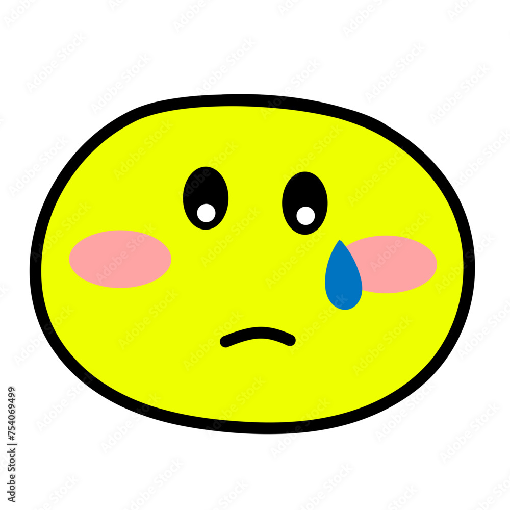 Sad with Tear Yellow Emoji Icon, Emoticon Round Design Sad with Tear Yellow Emoji Icon, Emoticon Round Design