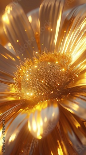 Golden Glow: Daisy petals aglow with golden particles, radiating warmth and enchantment.